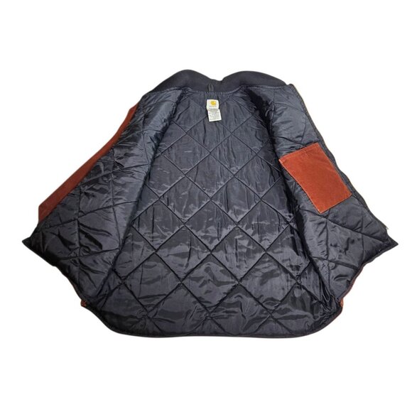 VTG Carhartt V02 CLY Clay Quilt Lined Full Zip Canvas Work Vest Men's XL Reg USA - Picture 4 of 9